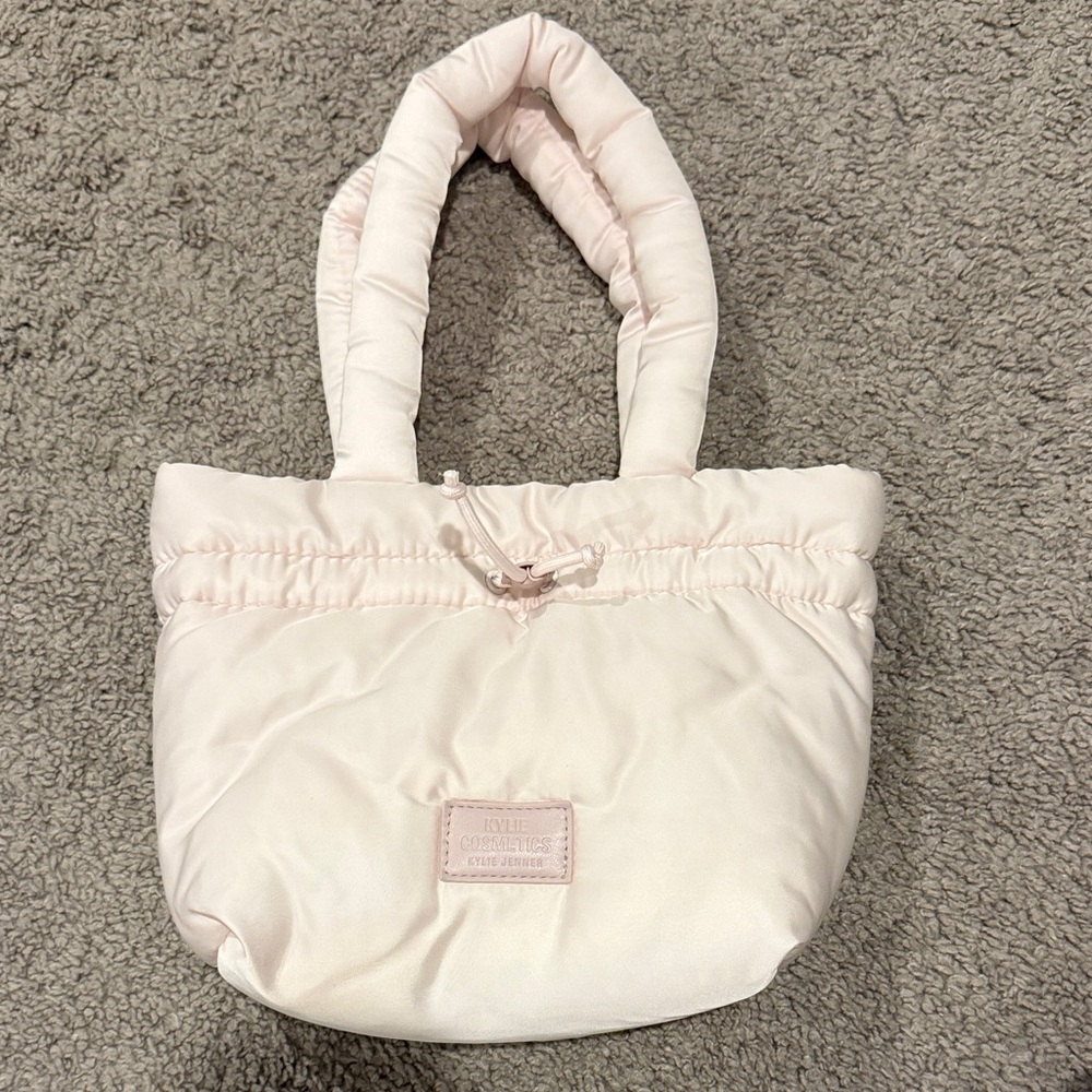 Kylie Cosmetics pink puffer makeup tote